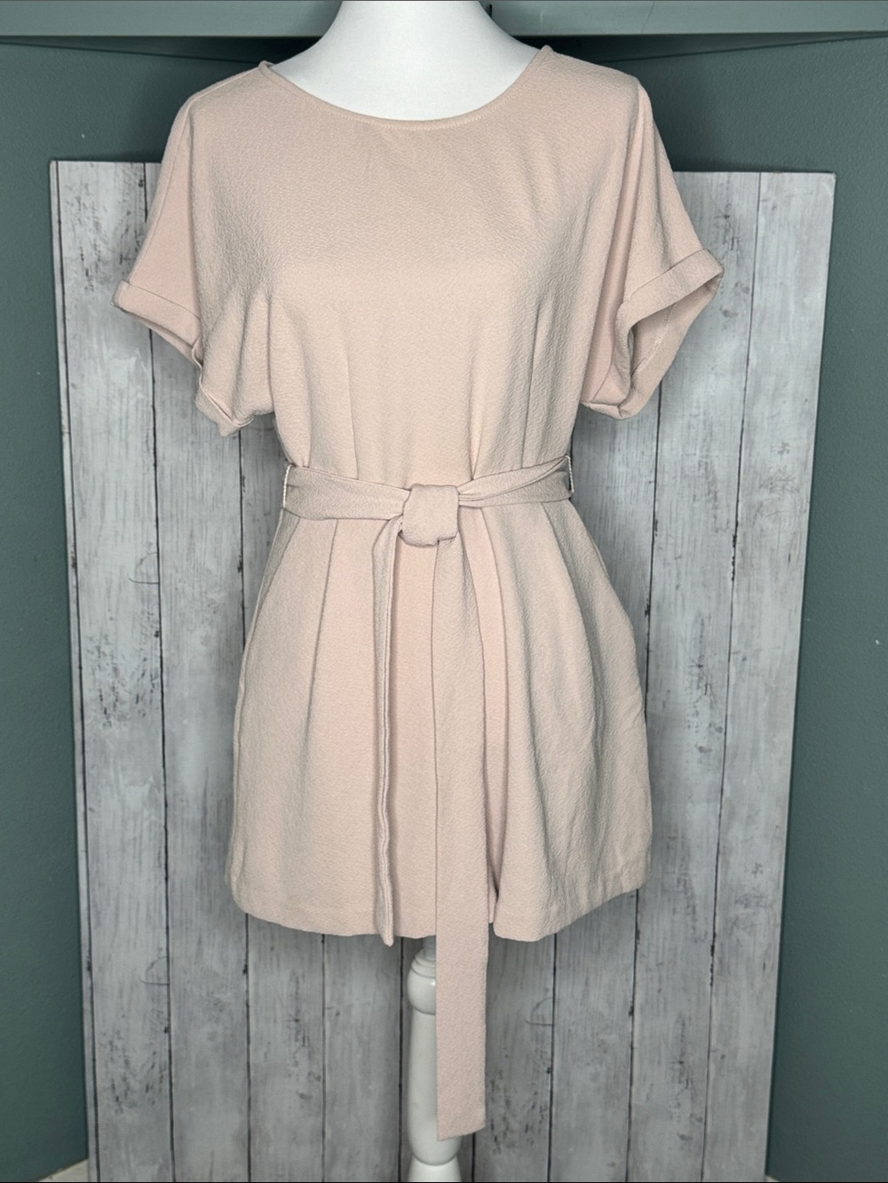 Lush Blush Tie-Waist Short Sleeve Shorts Suit